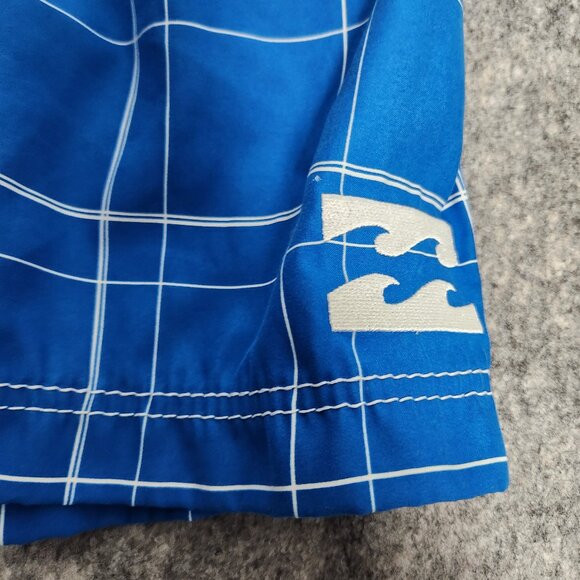 Billabong Board Shorts Mens 32 Waist Blue Plaid Surf Swim Trunks - Picture 5 of 7